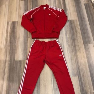 adidas black red tracksuit